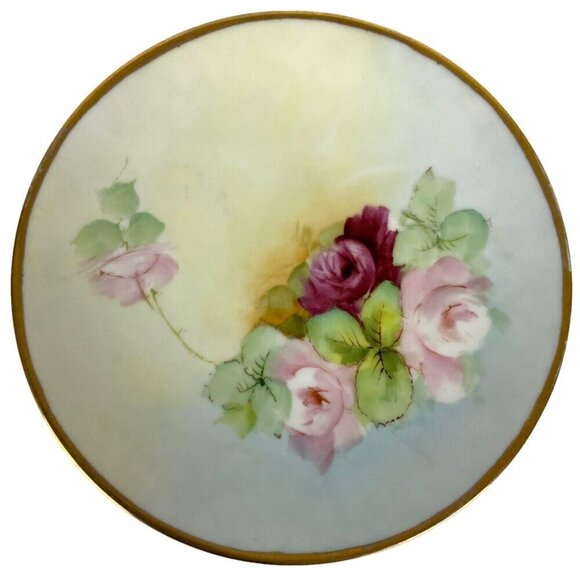 Favorite Bavaria Hand Painted Porcelain Plates With Roses & Gold Trim Set Of 2 - Picture 3 of 6